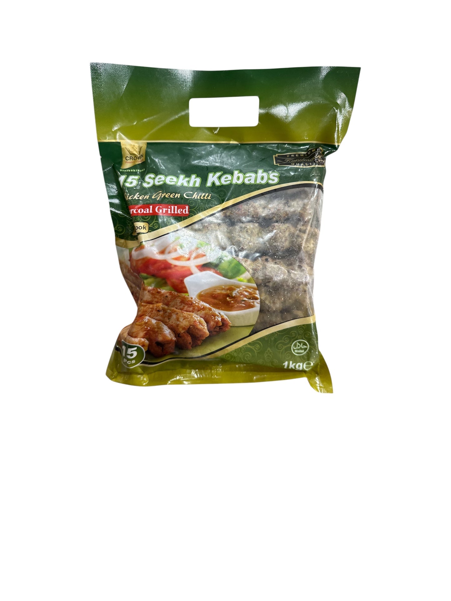 Crown Sheekh Kebabs Chicken Green Chilli Charcoal 1kg 15pes frozen Halal