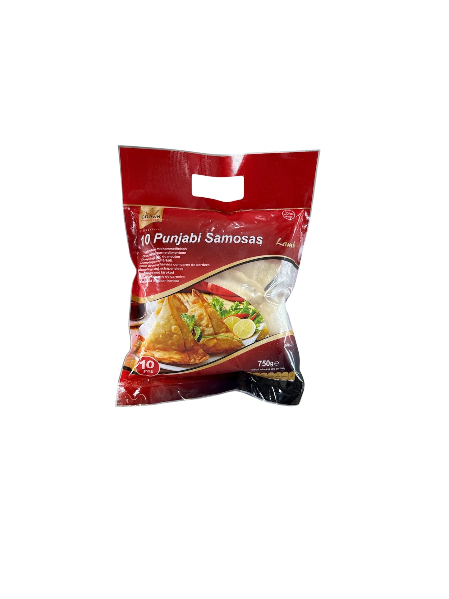Crown lamb Punjabi Samosas 10 pcs 750g  Frozen Halal