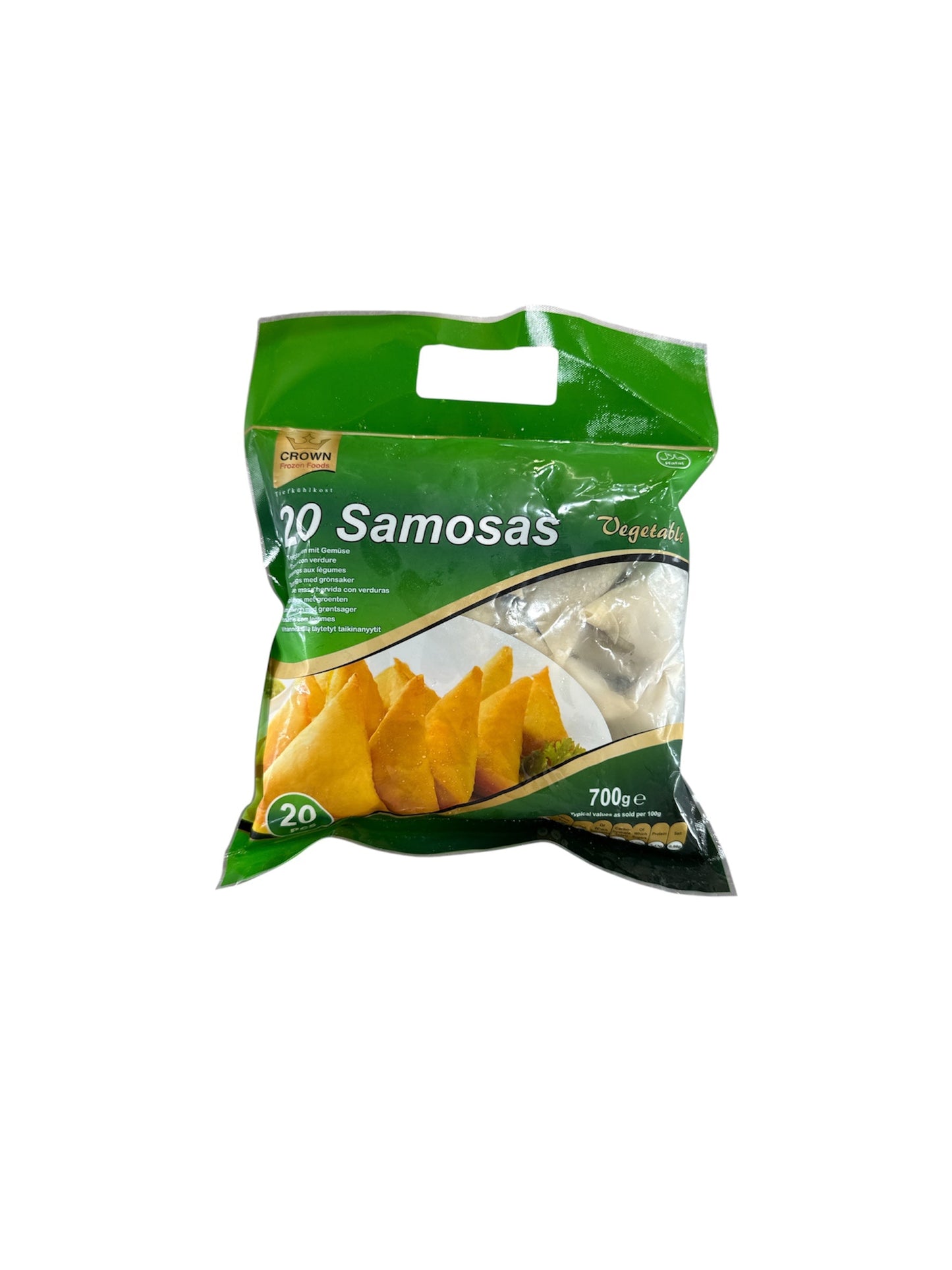 Crown Vegetable Samosas 20 pcs 700g  Frozen Halal